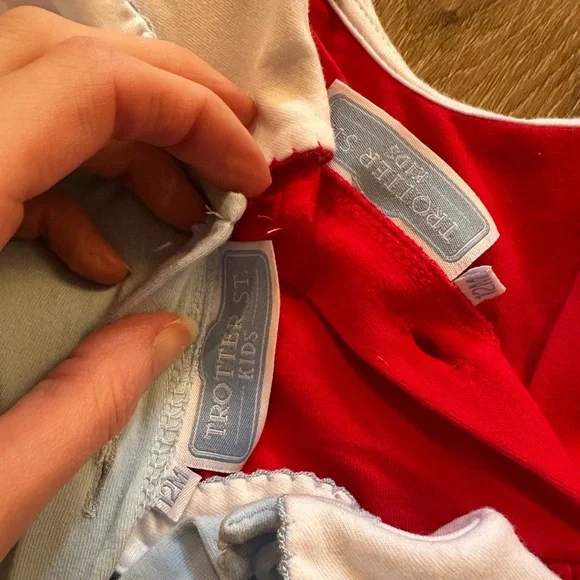 Bundle of Two Trotter St Red and White 12 month Dresses with Puff Sleeves - Picture 3 of 3